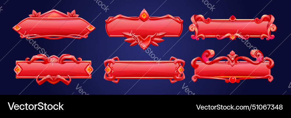 Red ui button frame for fantasy game banner Red ui button frame for fantasy game banner vector image