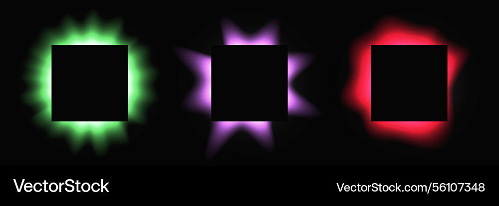 Set of square illuminate light frames Set of square illuminate light frames Vector Image