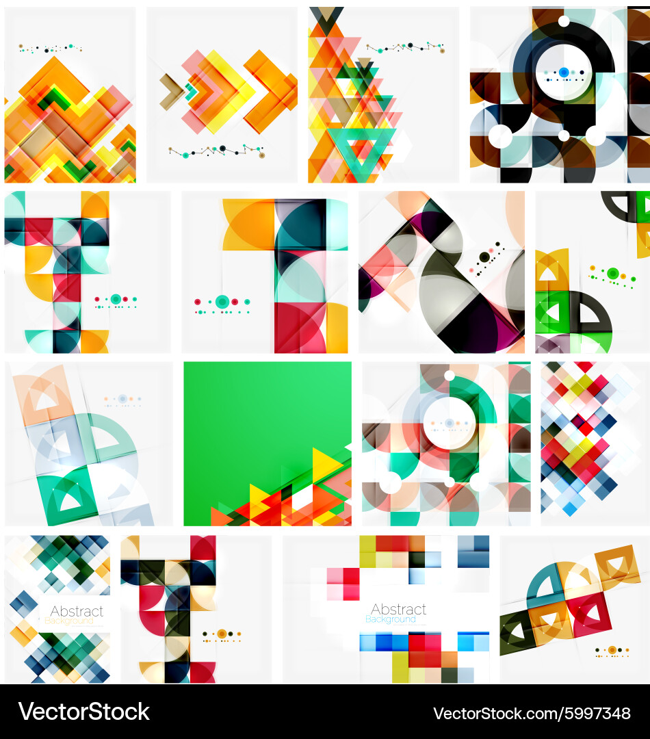 Set of triangle geometric abstract backgrounds vector image