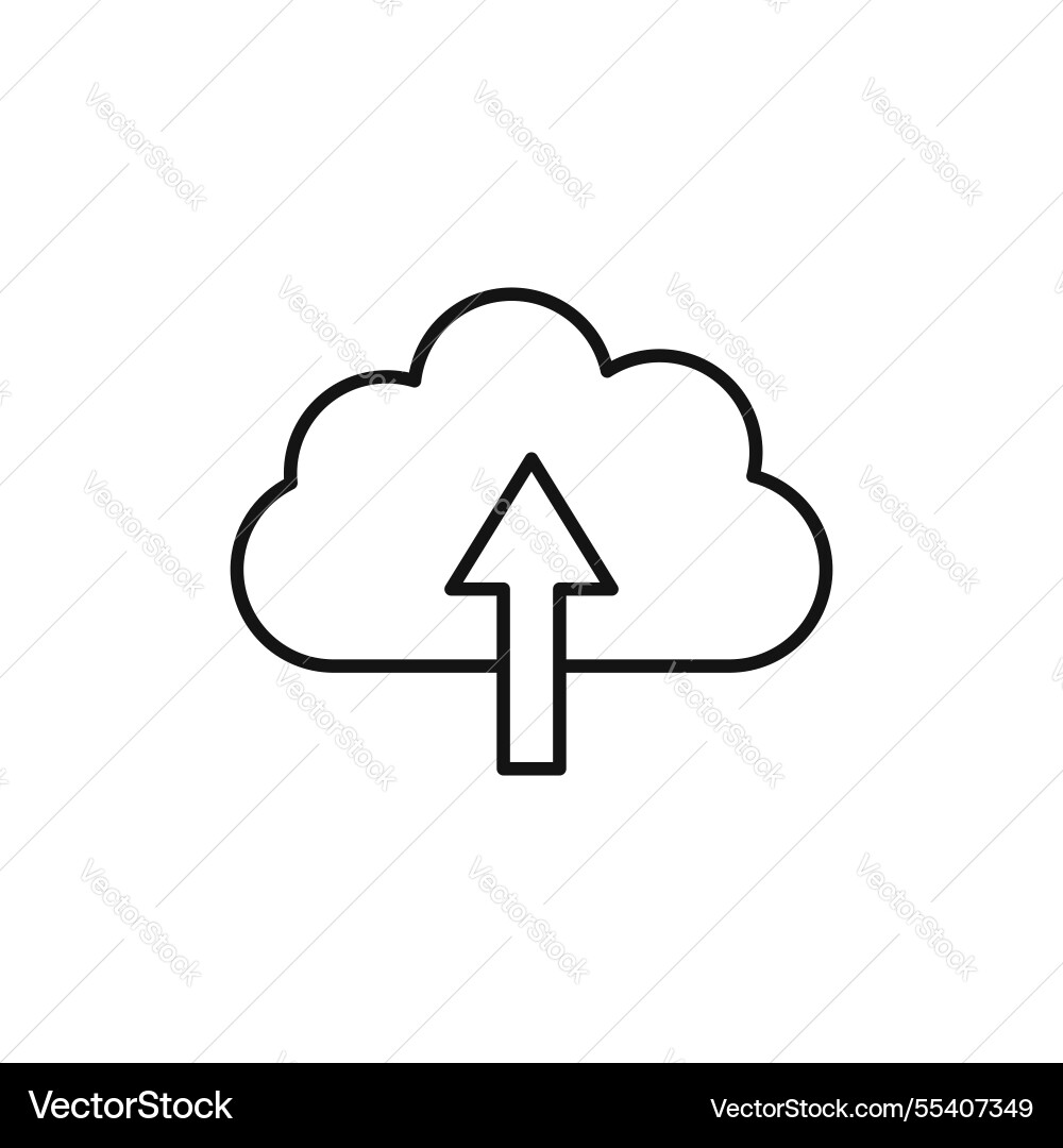 Cloud upload icon simple thin line vector image