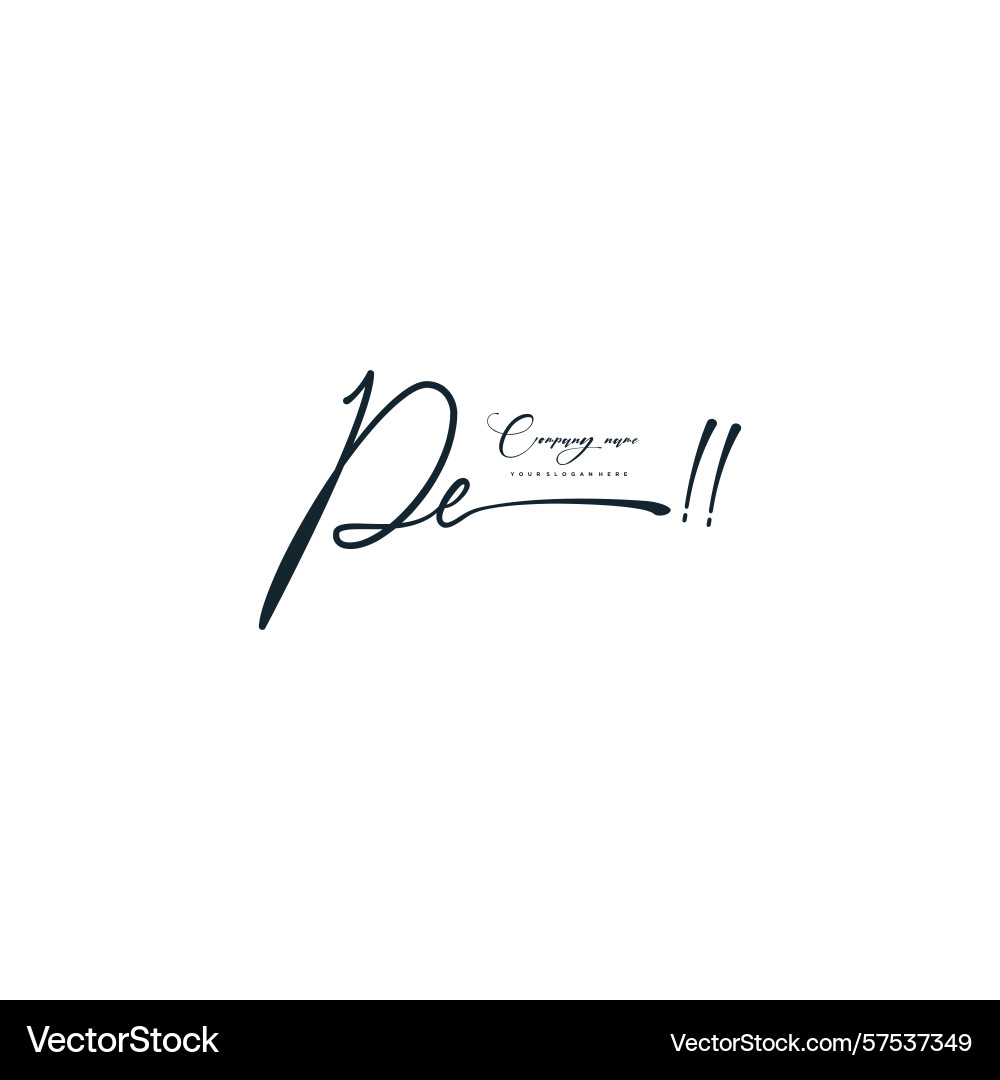 Minimal signature logo design with pe initials Vector Image