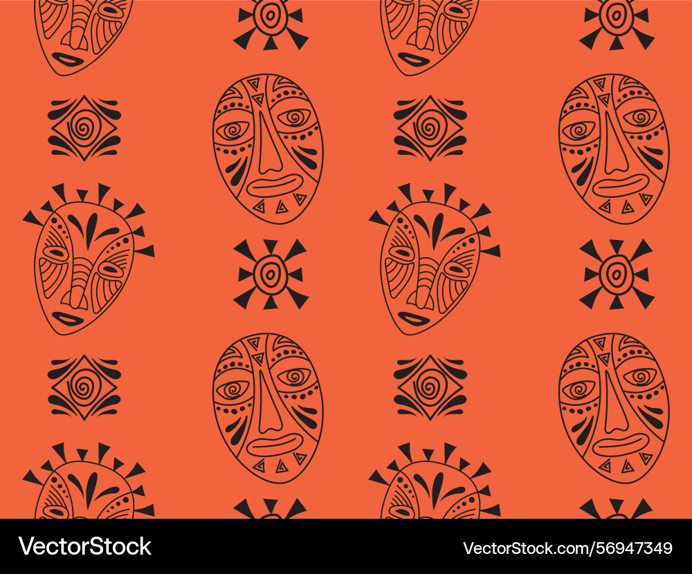 Seamless pattern with masks totems and symbols Seamless pattern with masks totems and symbols Vector Image