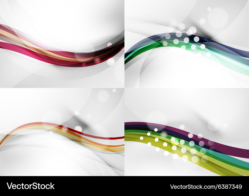 Set abstract backgrounds curve wave lines Vector Image