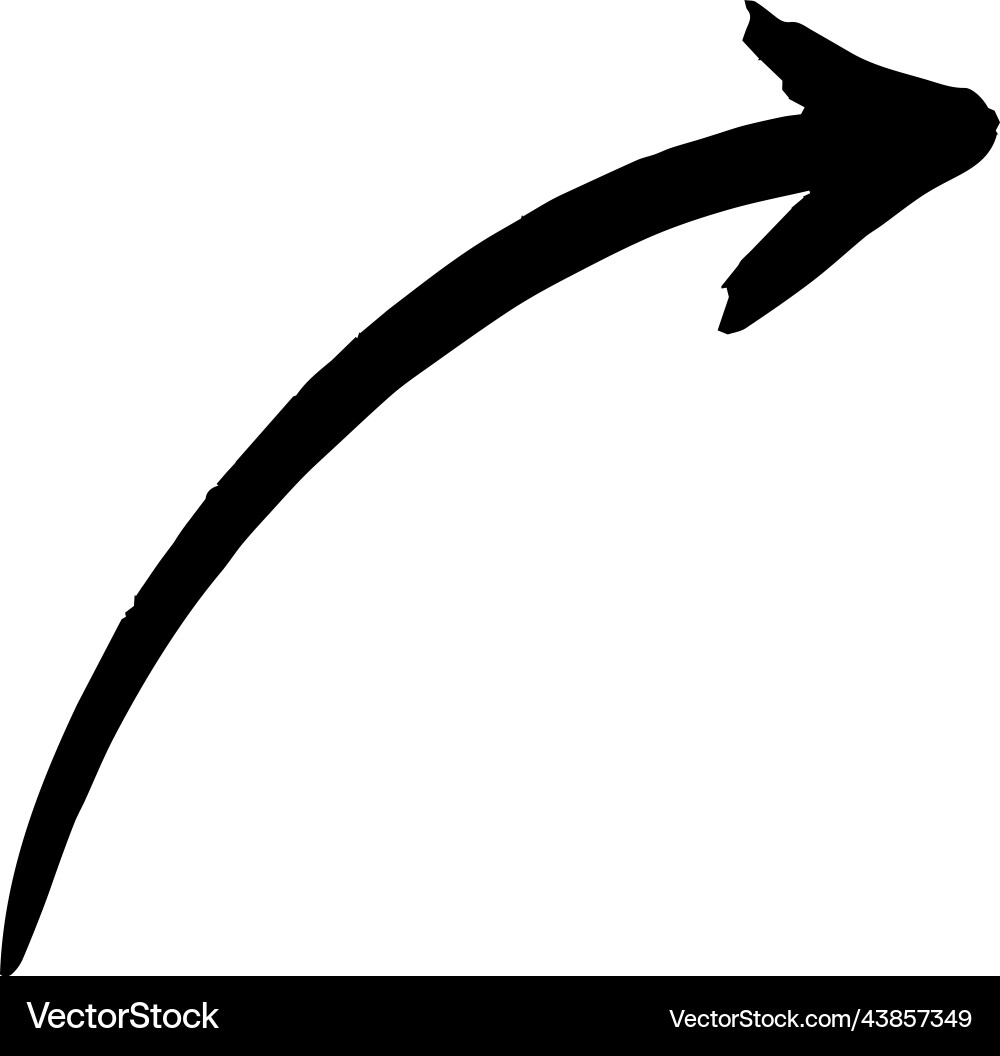 The curved arrow in sketch vector image