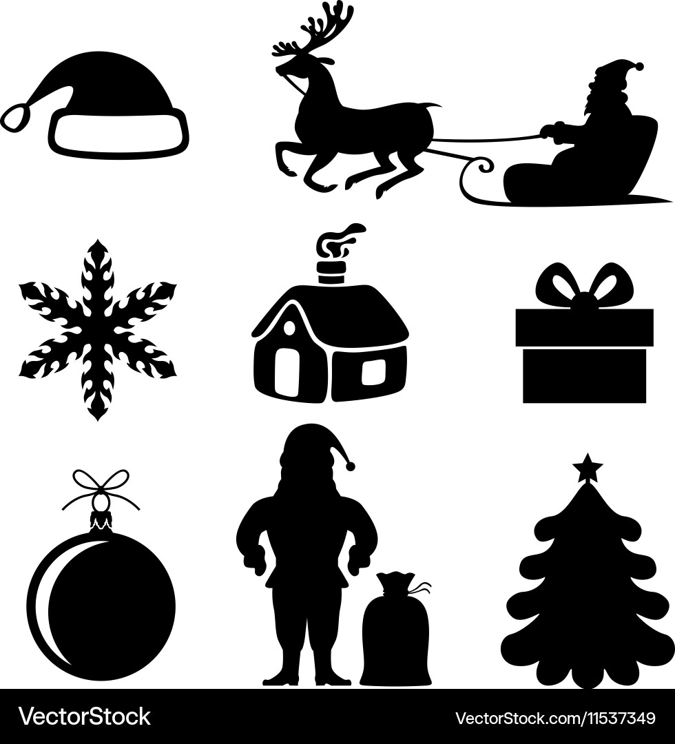 Vector Sil Xmas sil set Royalty Free Vector Image - VectorStock