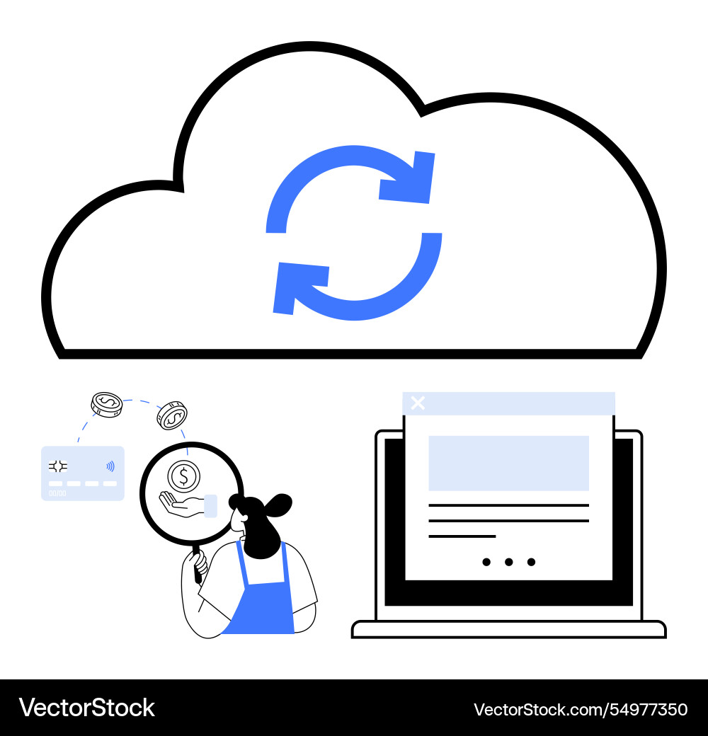 Cloud data synchronization with online transaction Cloud data synchronization with online transaction Vector Image