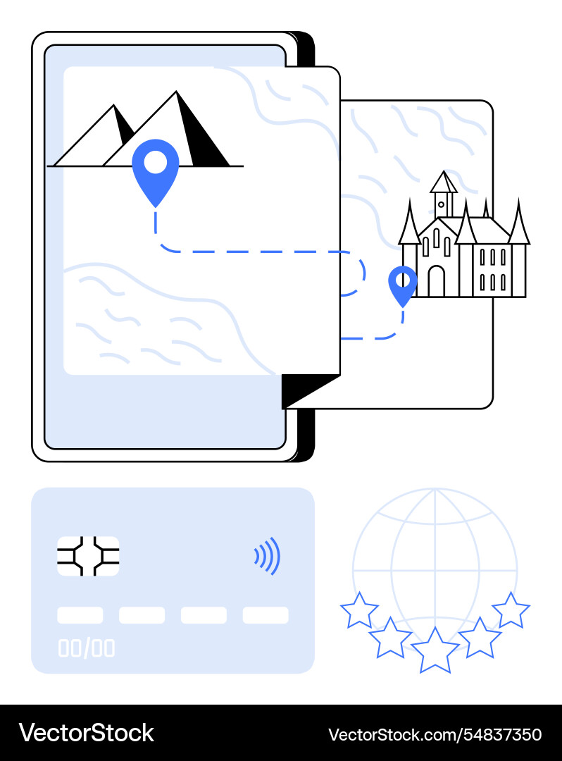 Digital travel planner with map navigation Digital travel planner with map navigation vector image
