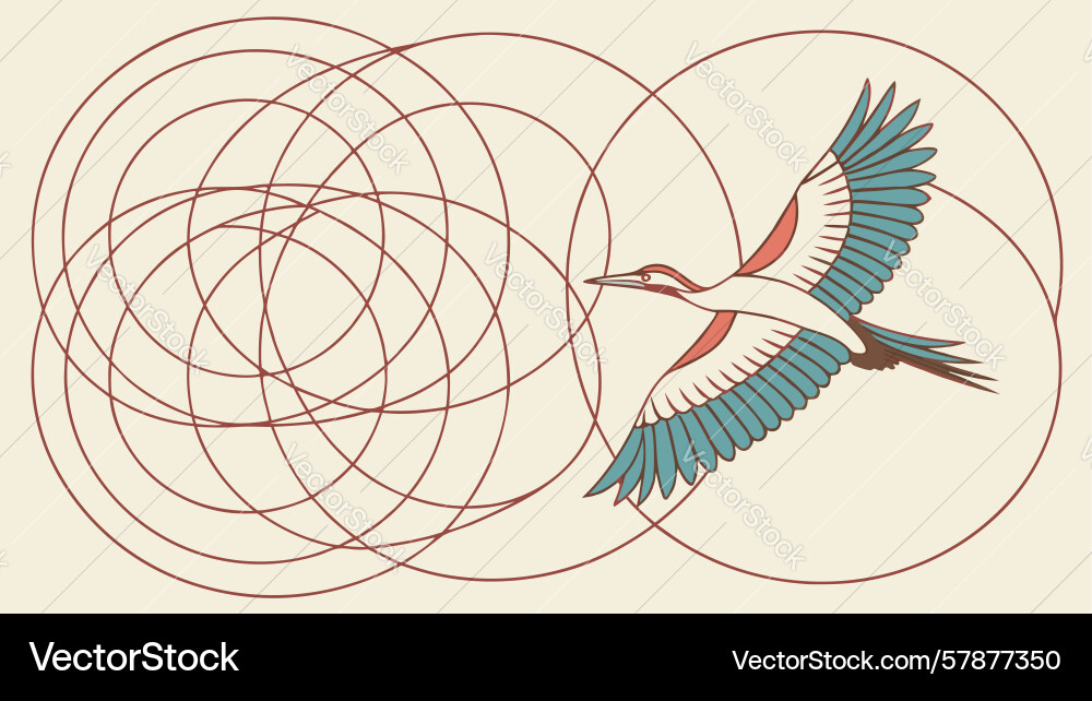 Elegant bird with abstract circular patterns Vector Image