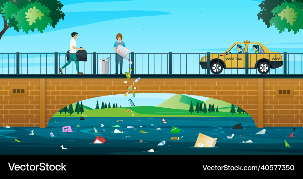 Garbage in the river Garbage in the river vector image