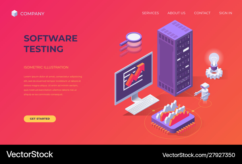 Landing page for software testing Landing page for software testing vector image