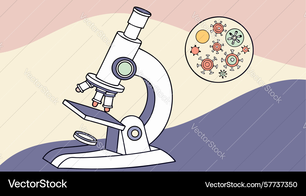 Microscope with microbes flat design generative Vector Image