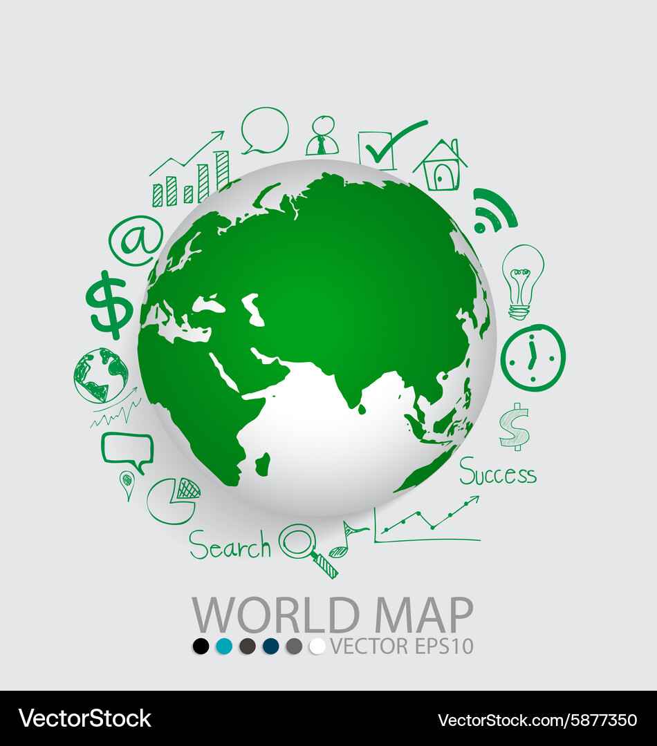 Modern globe with application icon template Vector Image