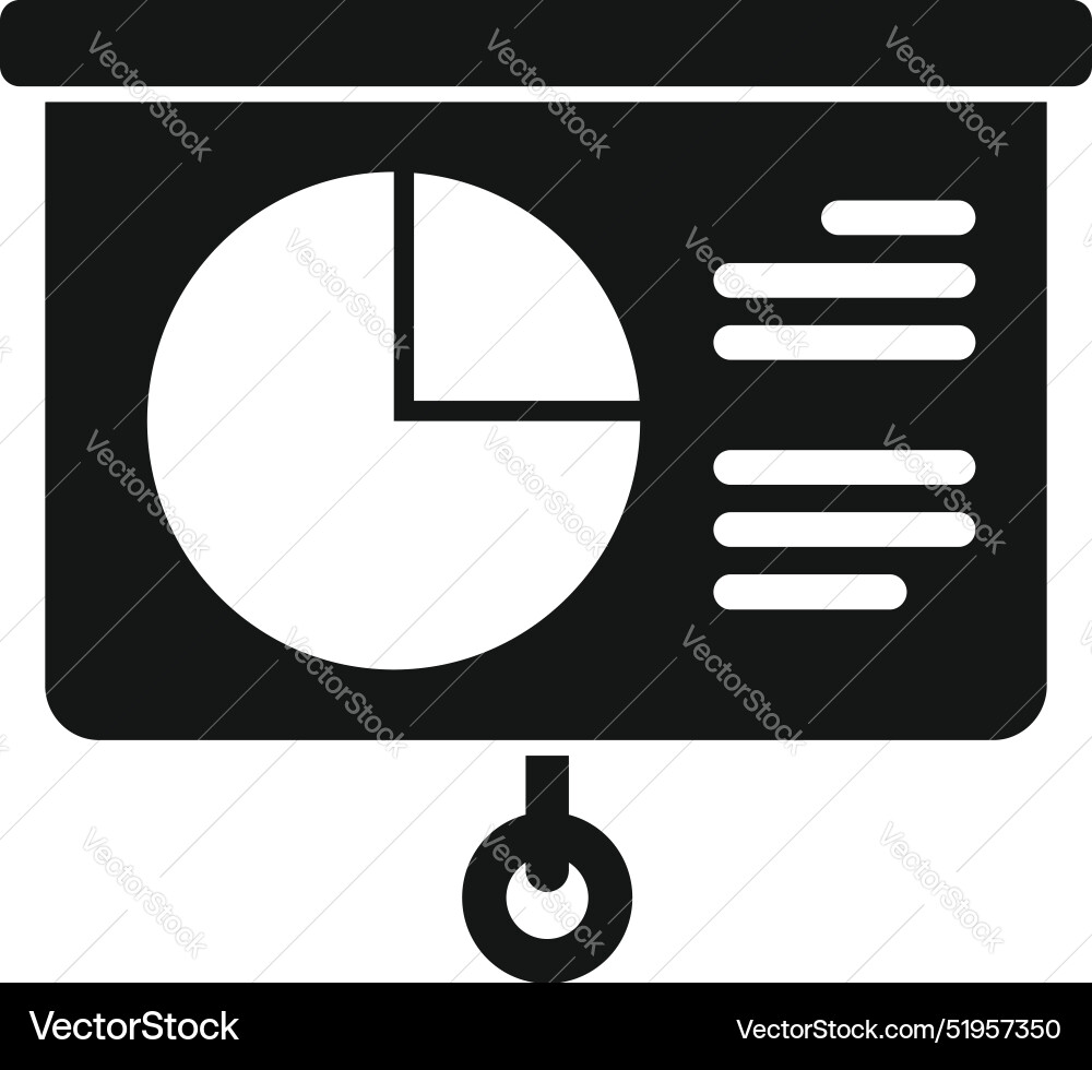 Projector screen displaying pie chart for business Projector screen displaying pie chart for business vector image