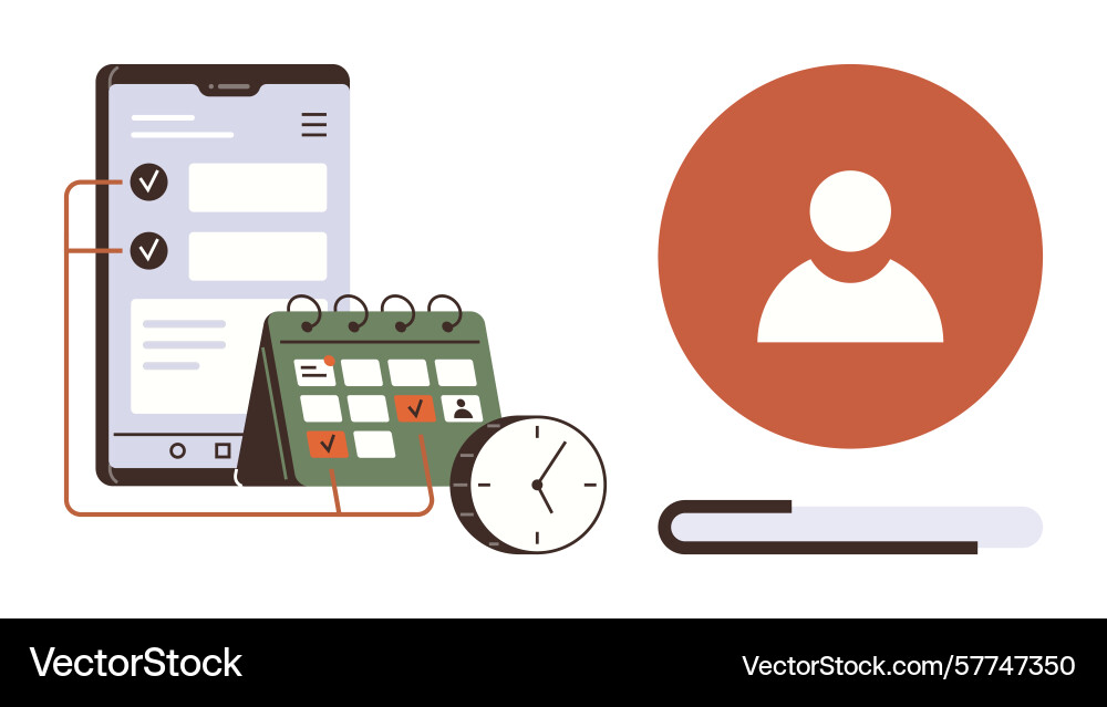 Task management concept with mobile device vector image