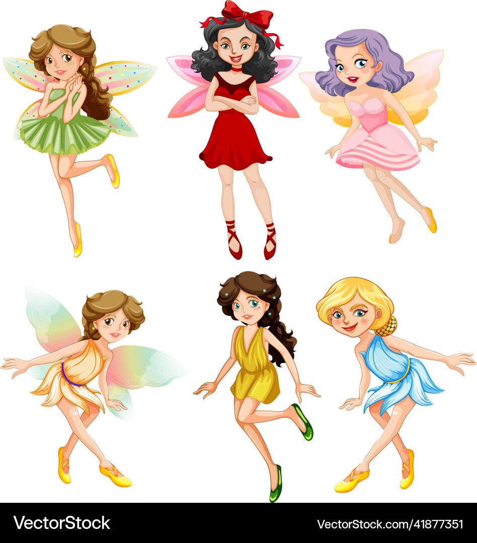 A set of lovely fairy on white background A set of lovely fairy on white background vector image