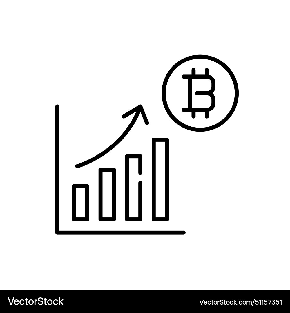 Bitcoin price chart line graph with growing Bitcoin price chart line graph with growing Vector Image