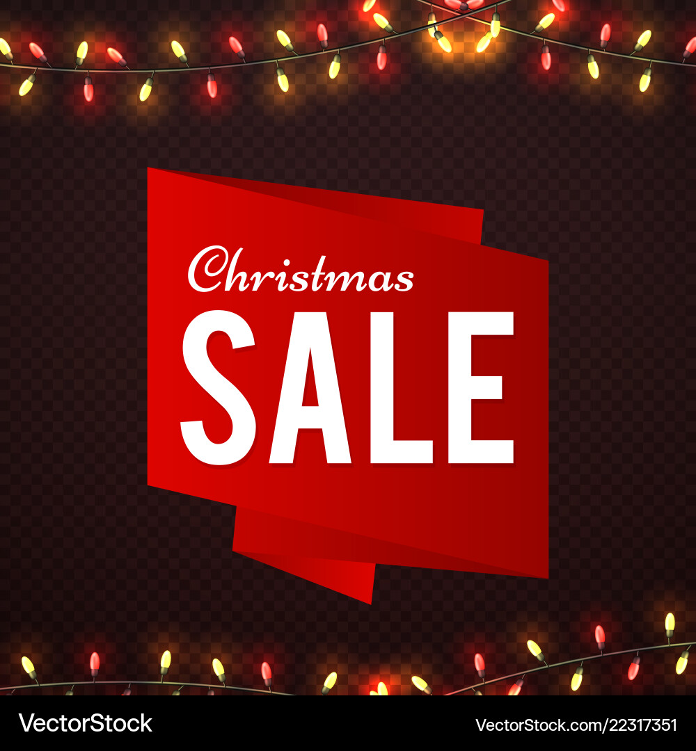 Christmas sale shine banner design with garland Christmas sale shine banner design with garland vector image