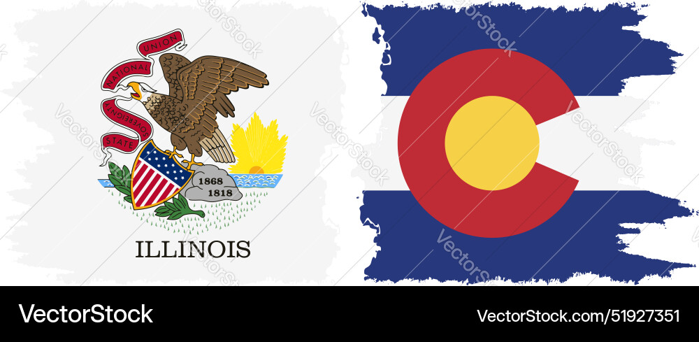 Colorado and illinois states grunge brush flags Colorado and illinois states grunge brush flags vector image