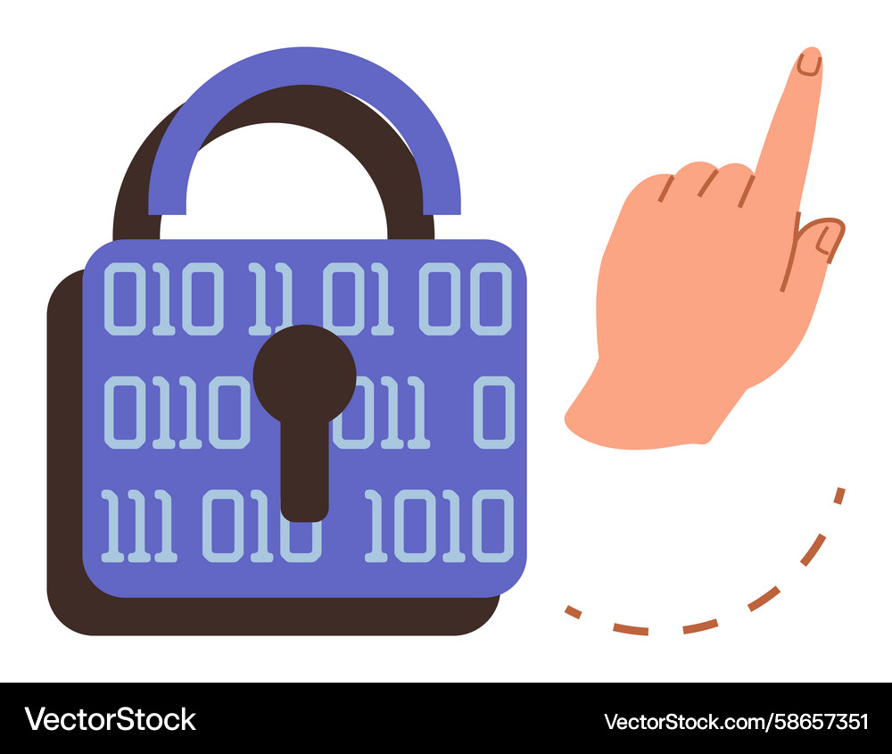 Digital Padlock Entriegelung  Binary Code Vektorbild