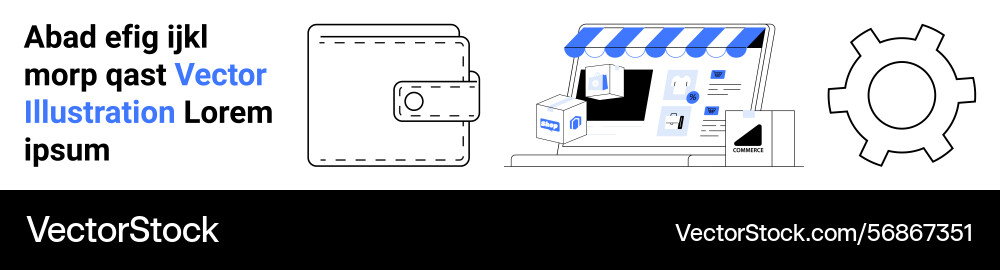 E-commerce store setup with wallet storefront E-commerce store setup with wallet storefront Vector Image