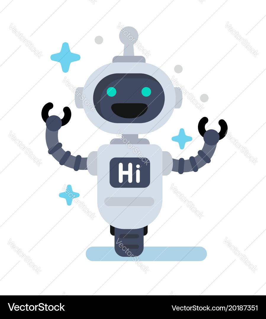Funny robot in flat Royalty Free Vector Image - VectorStock