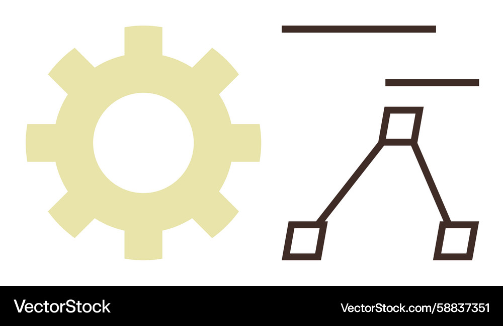 Gear and flowchart structure representing process Gear and flowchart structure representing process Vector Image