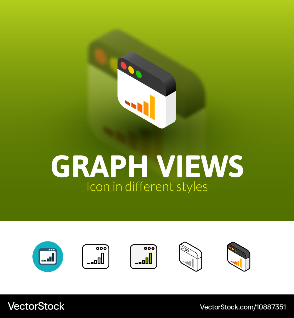 Graph views icon in different style vector image