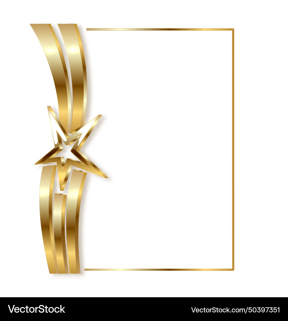 Rectangular frame in golden color on a white Rectangular frame in golden color on a white vector image