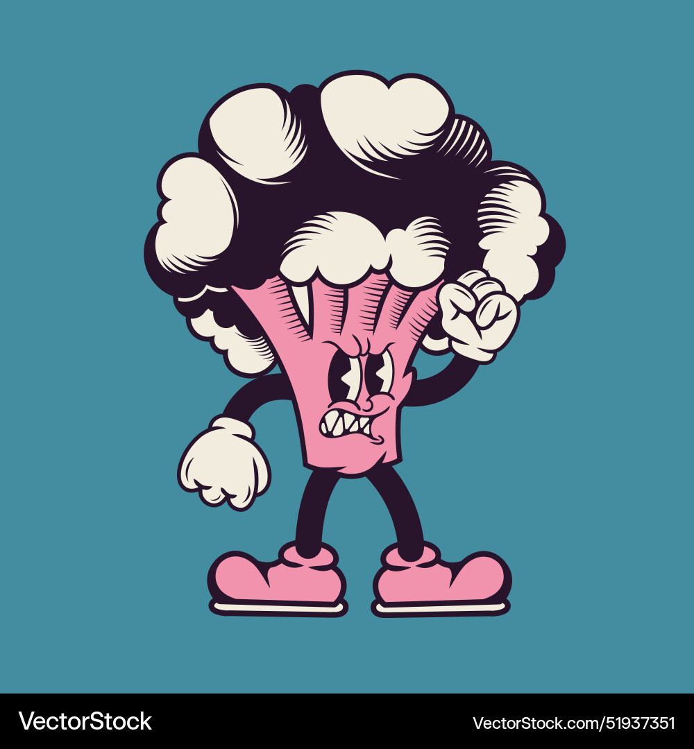 Retro character design from broccoli Vector Image