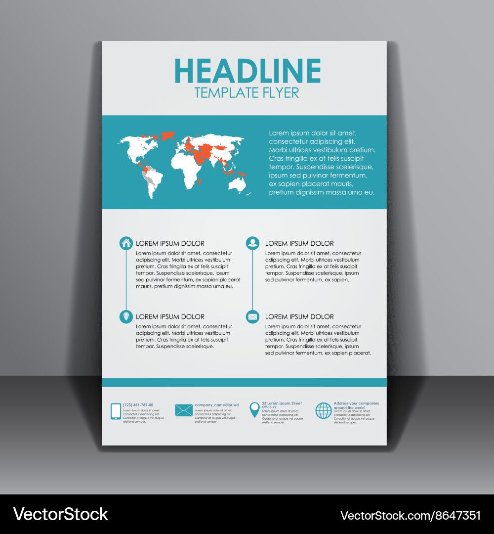 World Map Flyer Template Royalty - World Map Flyer Template Vector 8647351
