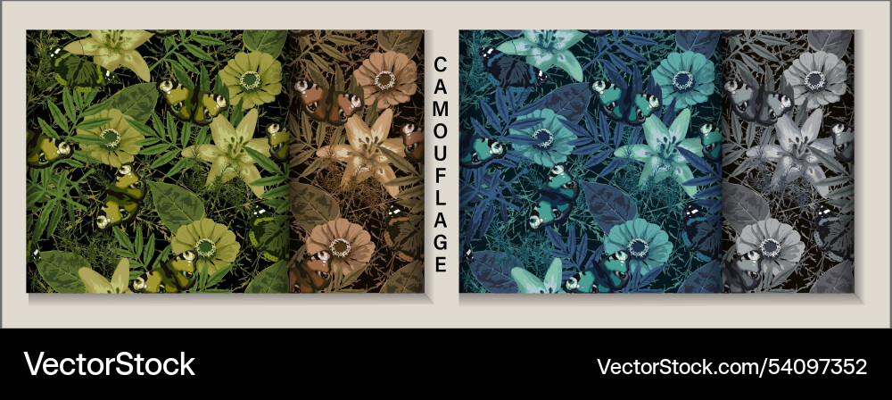 Camouflage seamless patterns with nature elements Camouflage seamless patterns with nature elements vector image
