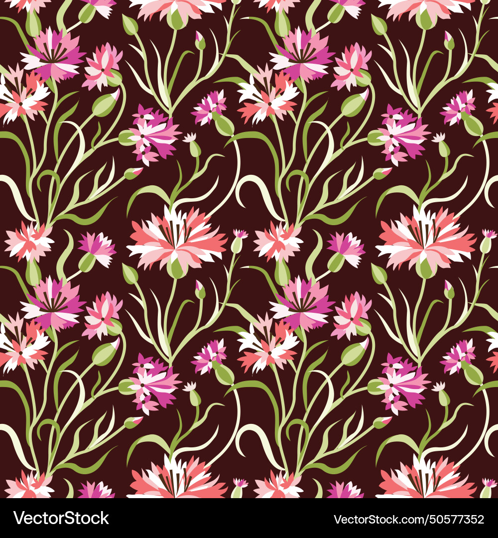 Dunkel nahtlose Blumenmuster mit rosa Kornblumen Dunkel nahtlose Blumenmuster mit rosa Kornblumen vektorbild