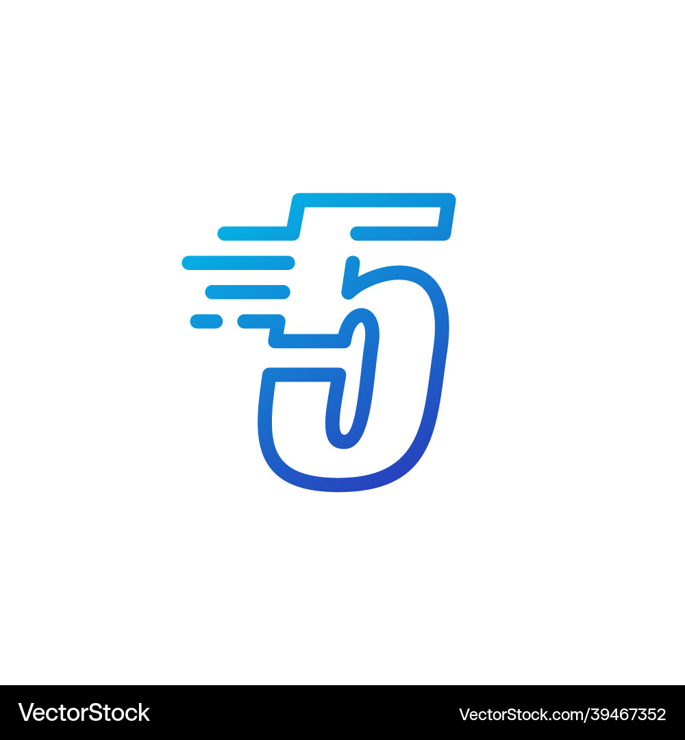 Five 5 number dash fast quick digital mark line Five 5 number dash fast quick digital mark line vector image