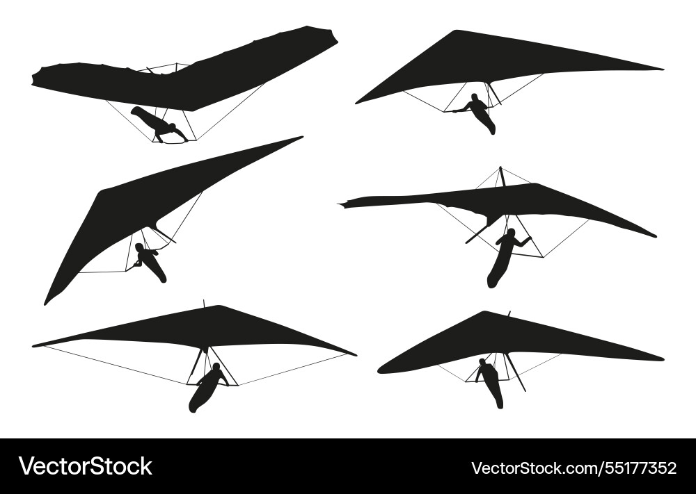 Hang gliding Paragliding schwarze Silhouette extreme Hang gliding Paragliding schwarze Silhouette extreme vektorbild