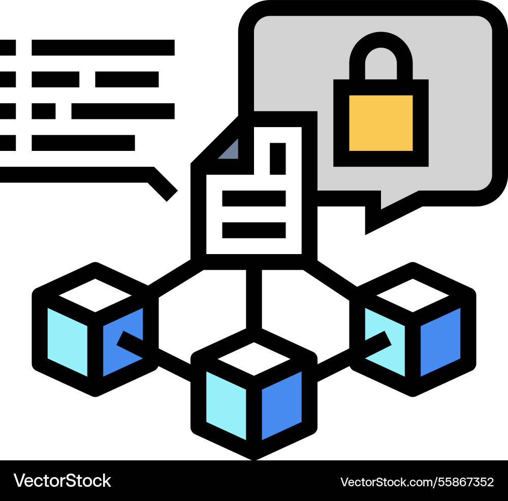 Immutable record decentralized application color Immutable record decentralized application color vector image