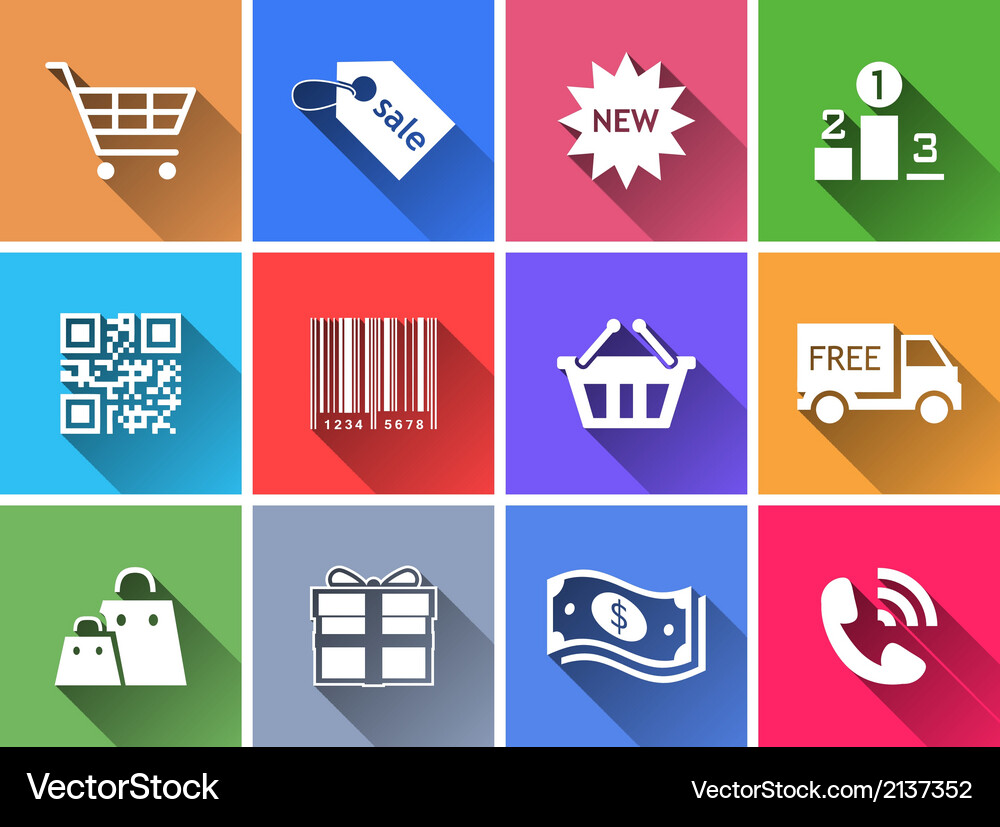 Set of flat color buttons Vector Image