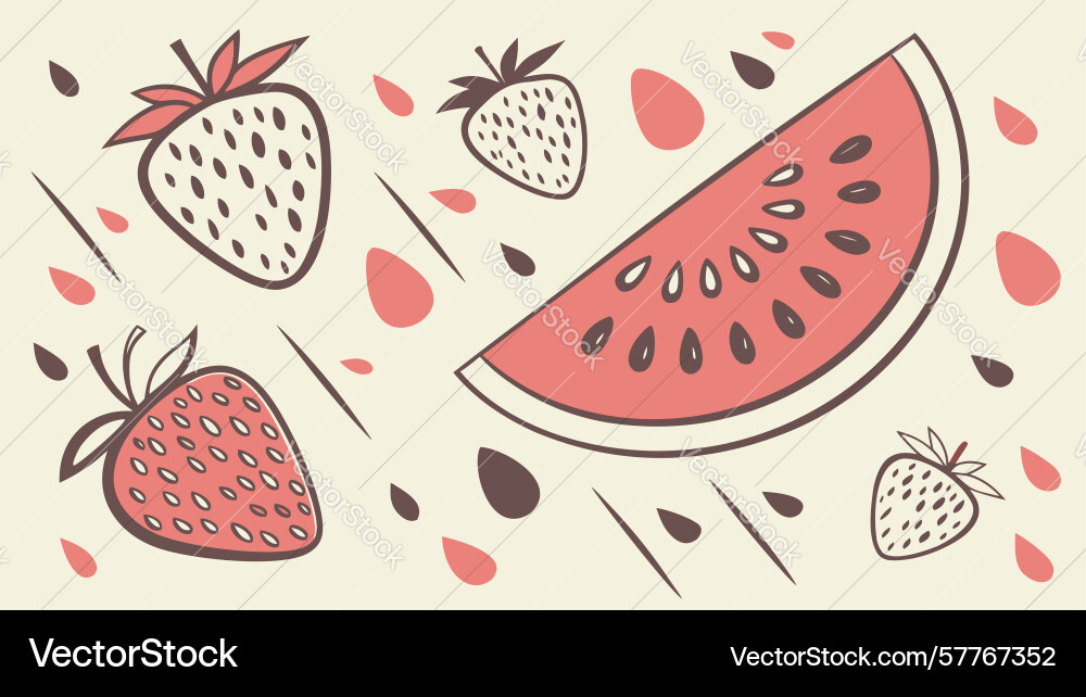 Strawberry and watermelon pattern refreshing Vector Image