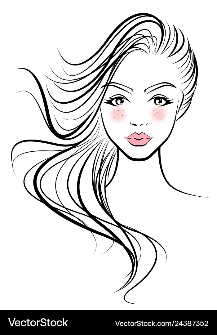 Women long hair style icon logo face Women long hair style icon logo face Vector Image