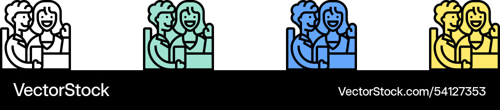 Berater-Icon Umriss grün blau und gelb Berater-Icon Umriss grün blau und gelb vektorbild