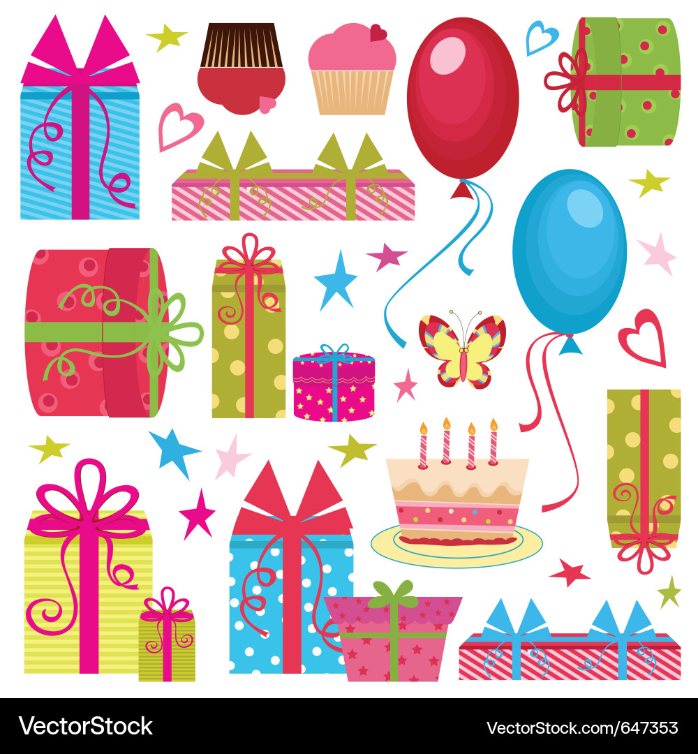 Cute Birthday Party Decorations vector image