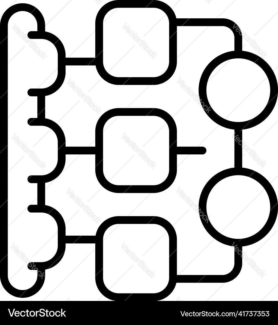 Gear scheme icon outline workflow process Gear scheme icon outline workflow process vector image