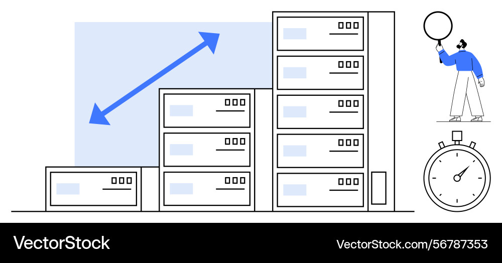 Growth and scalability with data Growth and scalability with data vector image