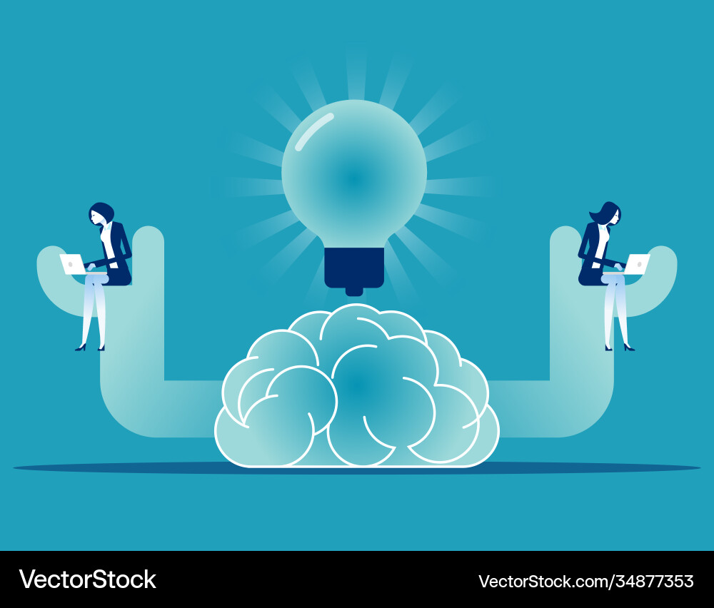 Knowledge with working brain brainstorming Knowledge with working brain brainstorming vector image
