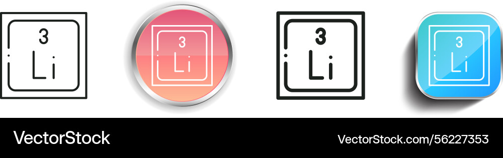 Lithium icon thin linear regular and button style vector image