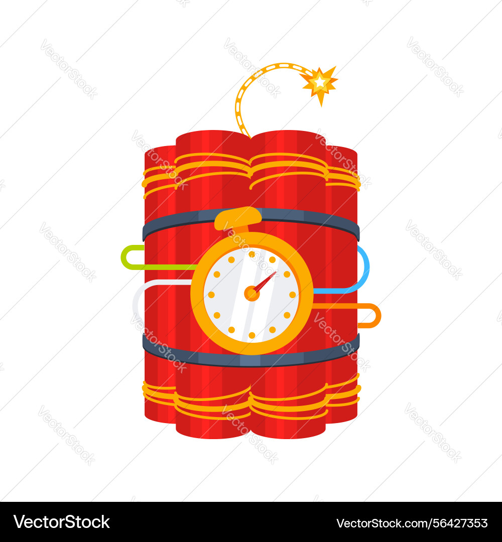 Red dynamite sticks connected to timer and fuse Red dynamite sticks connected to timer and fuse vector image