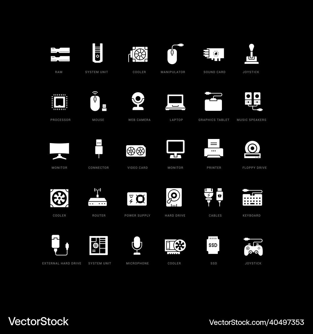 Set of simple icons hardware Set of simple icons hardware vector image