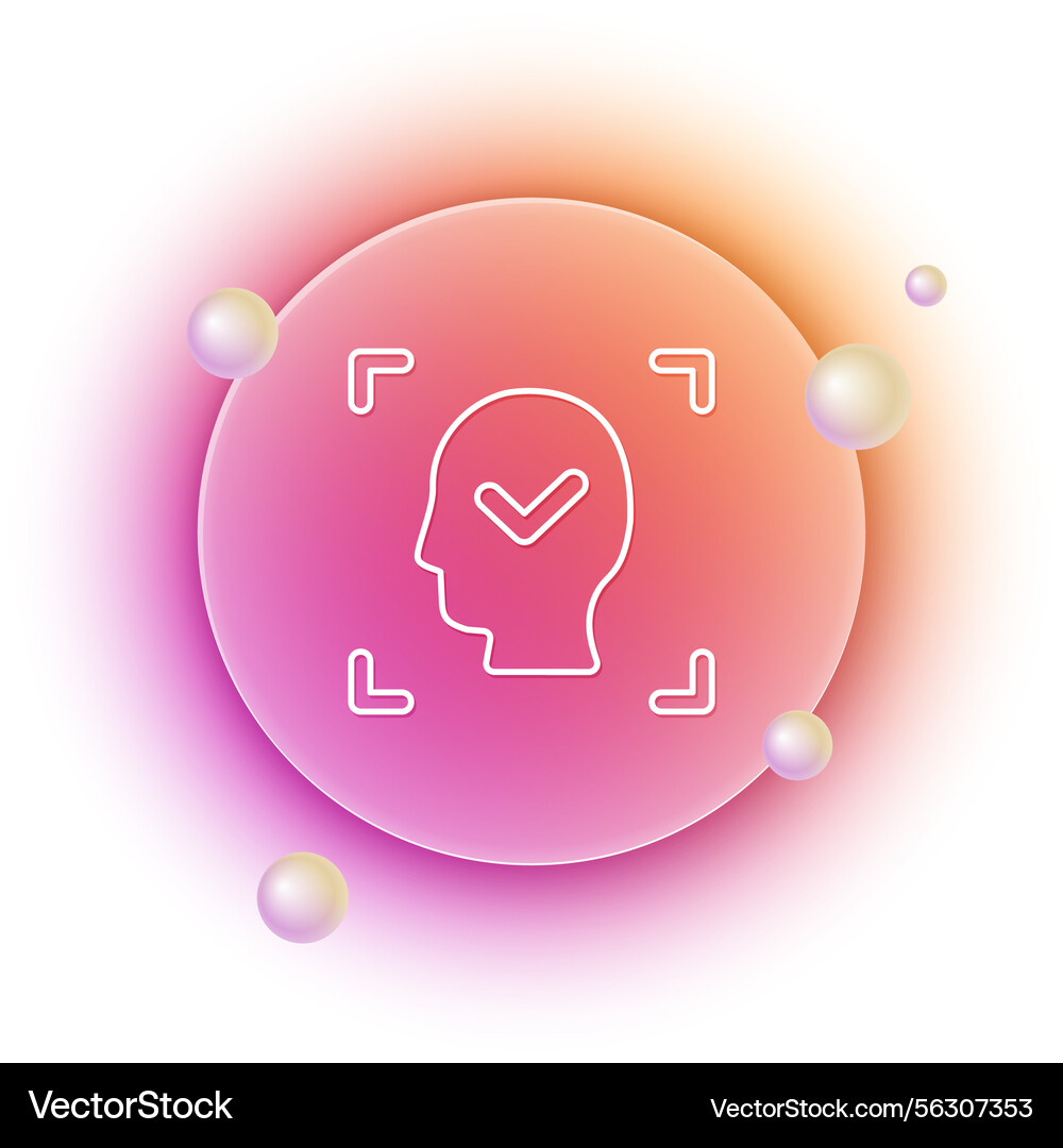 White face recognition with check mark icon White face recognition with check mark icon vector image