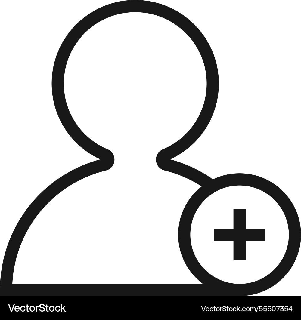 Add contact flat line web icon concept Vector Image