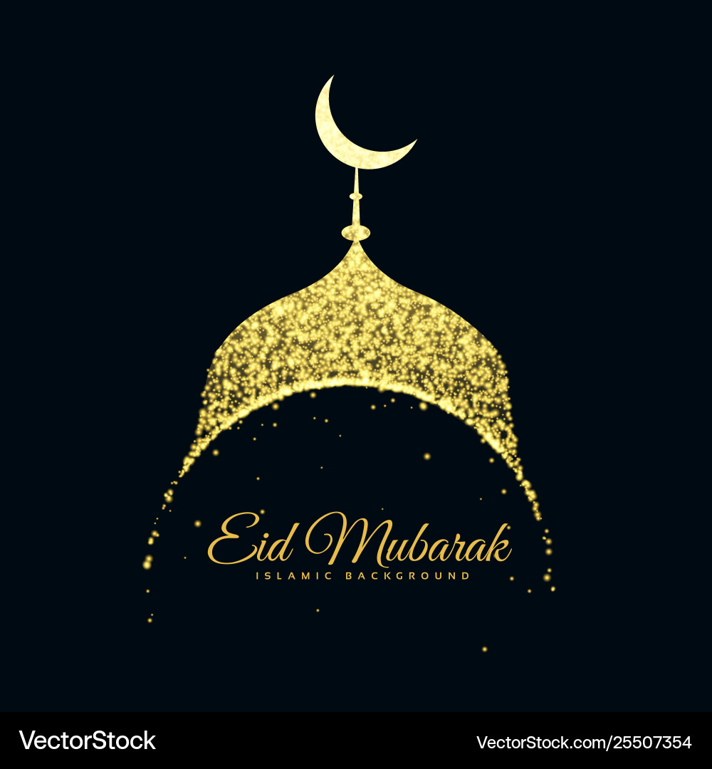 Glitter mosque eid mubarak background vector image