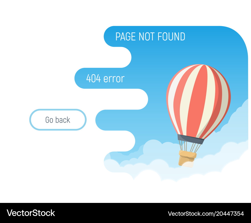 Heißluftballon 404 Error Page Vektorbild
